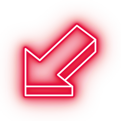 Neon red 3D isometric left arrow